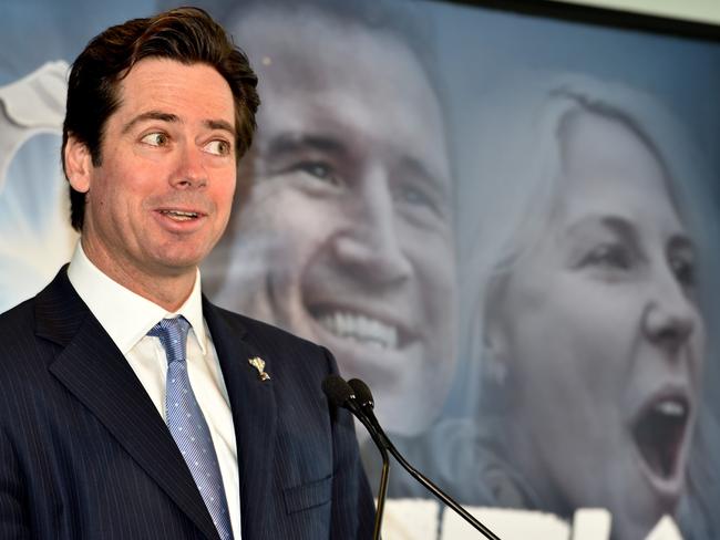 Gillon McLachlan is a pro behind the microphone. Picture: Jay Town