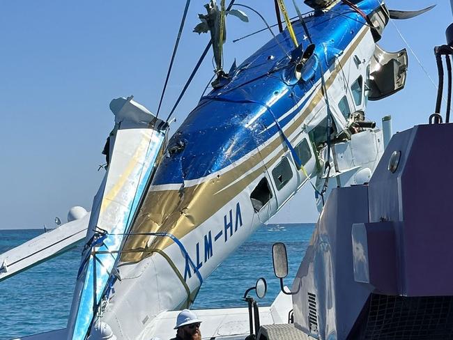 ATSB preliminary report into the collision with water of a Cessna Caravan float plane at Rottnest Island, WA, on 7 January 2025. VH-WTY recovery from Thomson Bay. Picture: ATSB