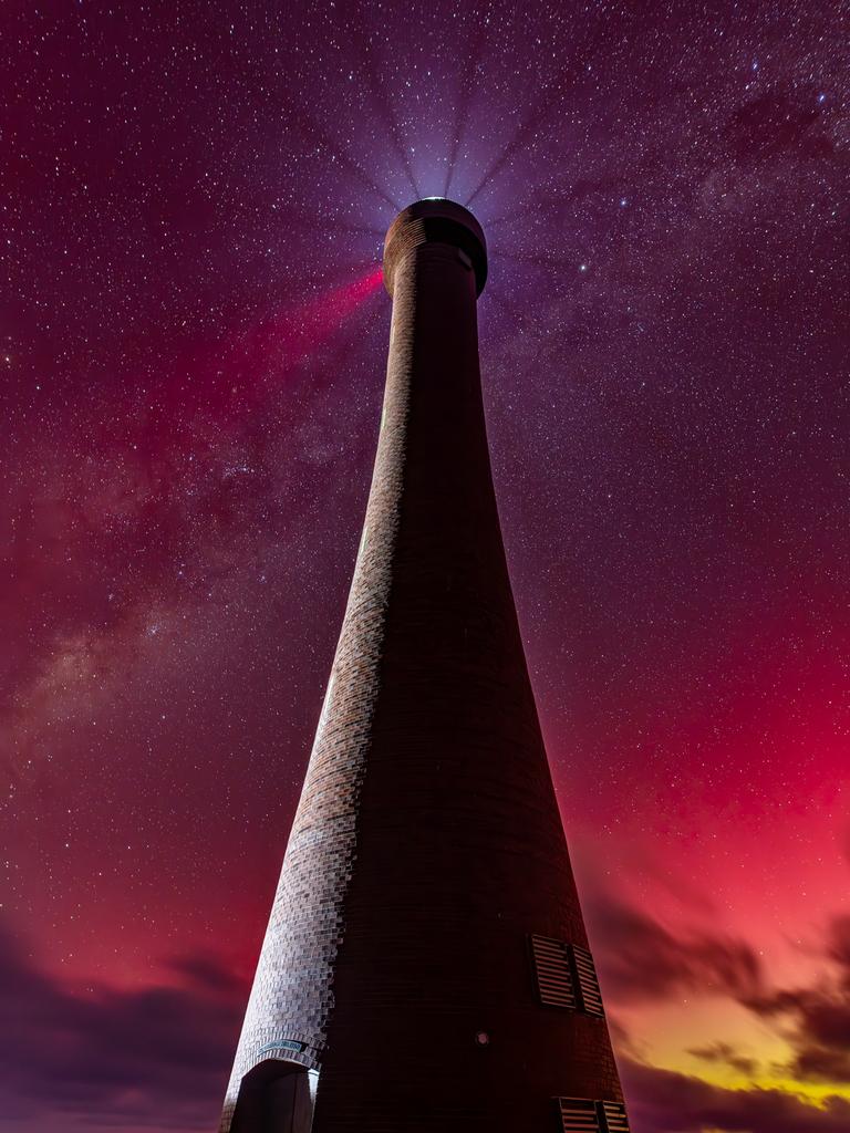 Aurora Australis from Troubridge Hill Lighthouse. Picture: Adam Meyer