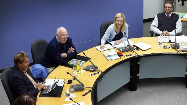 From left, Stuart Slade, Harry Quick, Kristie Johnston and Peter Brooks during a special meeting of the Glenorchy City Council in June last year.