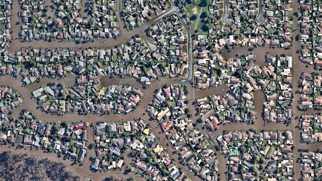 An aerial image of the floods in Shepparton. Picture: Nearmap