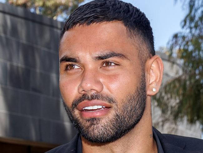 MELBOURNE, AUSTRALIA - NewsWire Photos - November 21, 2024: Tarryn Thomas leaves Broadmeadows court. Thomas is accused of making a series of allegedly harassing phone calls to his former partner after he was axed by the Kangaroos in May.  Picture: NewsWire /ÃDavid Geraghty
