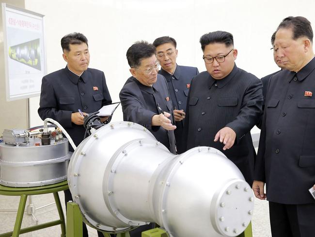 North Korea claimed it has developed a hydrogen bomb which can be loaded into the country’s new intercontinental ballistic missiles. Picture: KCNA /AFP