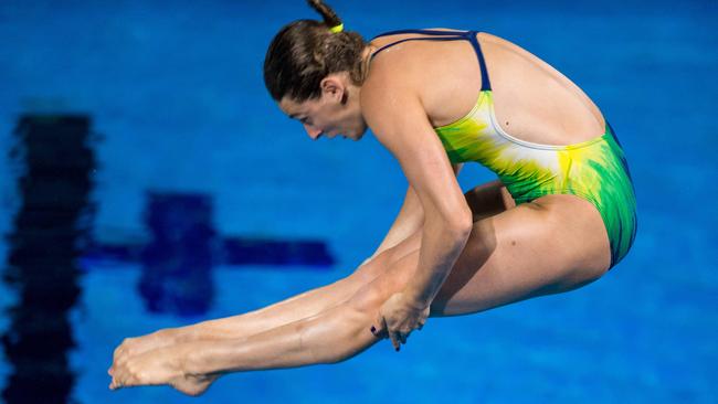 Australia's Maddison Keeney competes during the women's 3m springboard diving final during the 2018 Gold Coast Commonwealth Games AFP PHOTO / François-Xavier MARIT