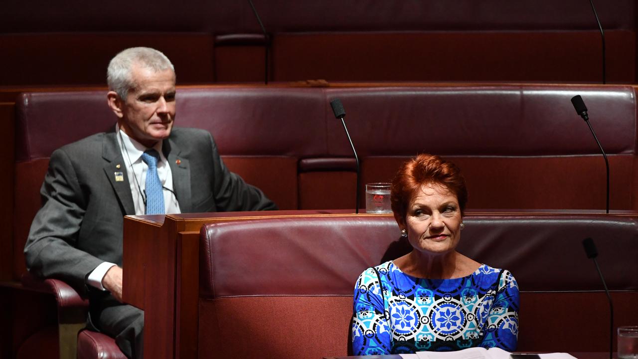 One Nation Senators Malcolm Roberts and Pauline Hanson. Picture: Mick Tsikas/AAP