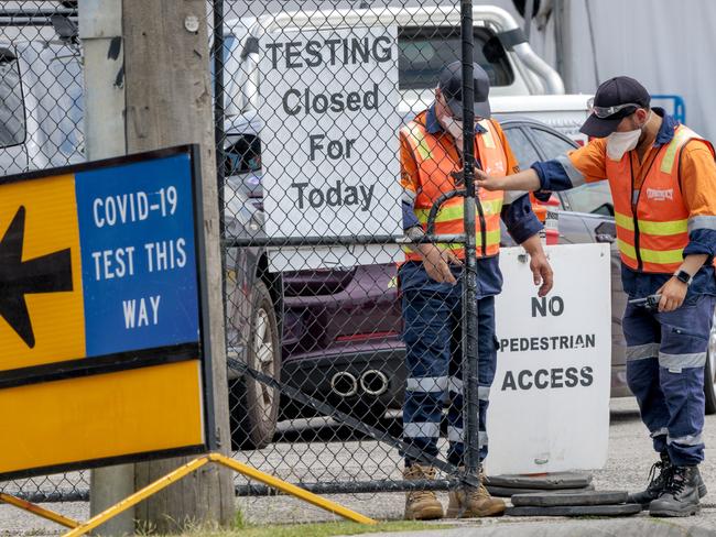 A Covid testing site at Tullamarine. Picture: David Geraghty