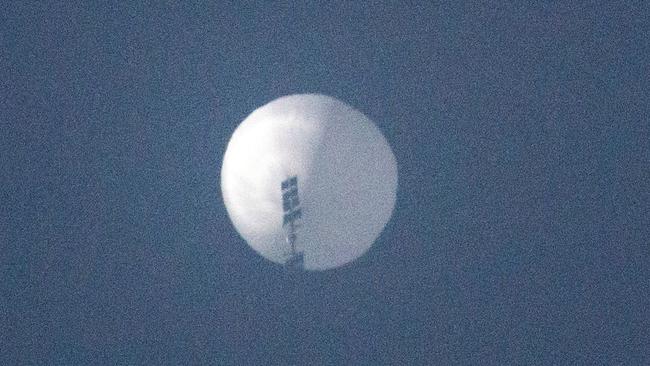 The suspected Chinese spy balloon in the sky over Billings, Montana, in early February. Picture: AFP