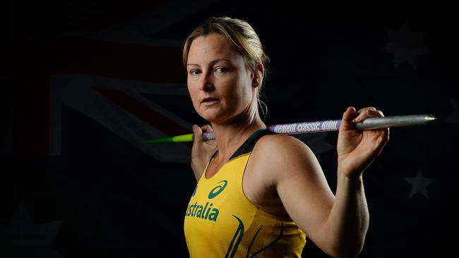 Javelin thrower and AFLW player Kim Mickle. Picture: Daniel Wilkins