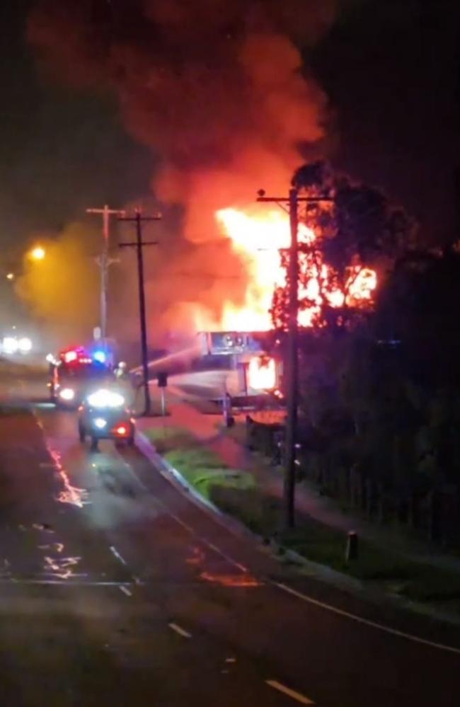 A Craigieburn tobacco is set on fire. Picture: Facebook