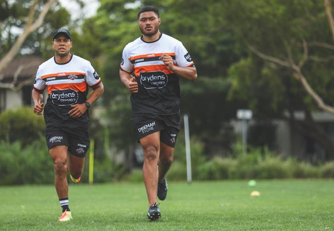 New signing Stefano Utoikamanu at Tigers training. Source: Wests Tigers