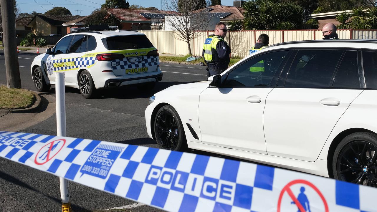 Police at the scene of an alleged hit-run in Corio. Picture: Mark Wilson