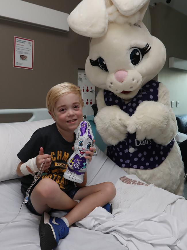 The Easter Bunny with Oscar, 8. Picture: Alex Coppel