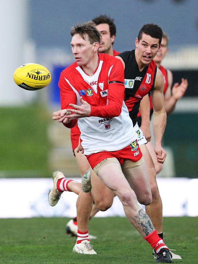 Jake Cox in action against North Launceston earlier in the year. Picture: NIKKI DAVIS-JONES