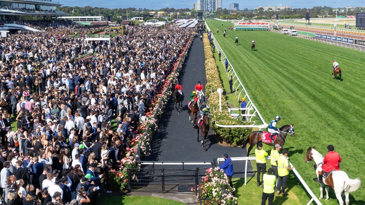 Derby Day ran at Flemington Racecourse on Sunday. Picture: Jay Town/Racing Photos via Getty Images