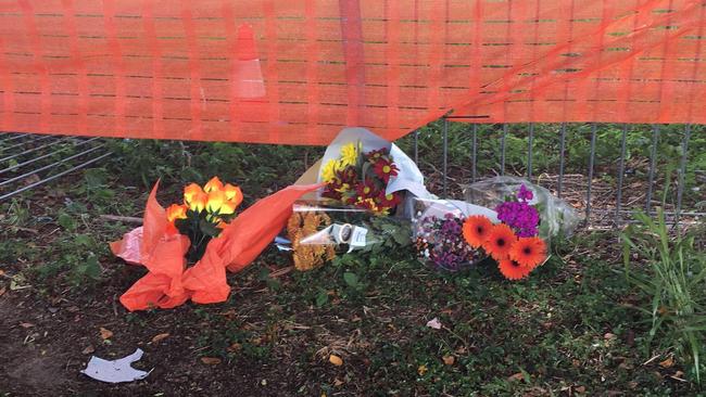 Flowers are starting to appear at the site where Jennifer Board died in a crash on Friday night. Picture: Evan Morgan