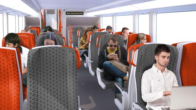 Interior view of the new train design.