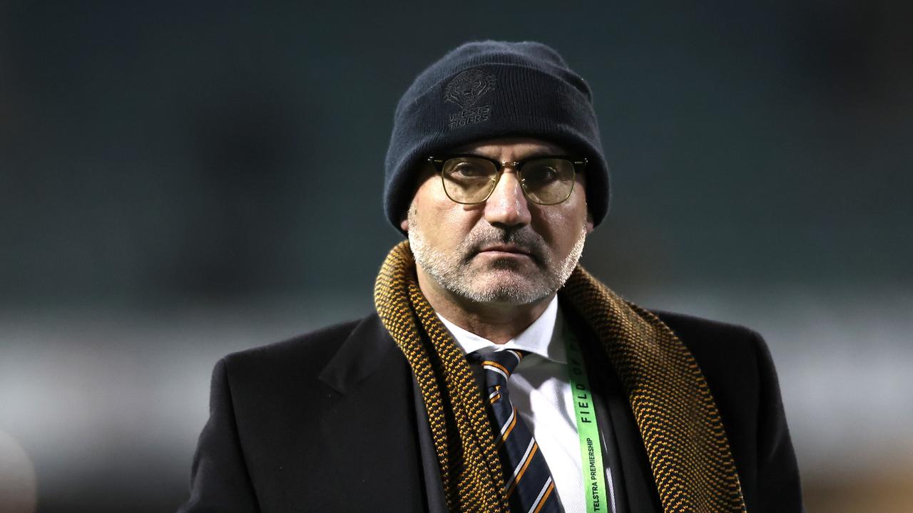 WOLLONGONG, AUSTRALIA - JULY 20: Chairman of the Tigers Lee Hagipantelis walks off after defeat the round 21 NRL match between St George Illawarra Dragons and Wests Tigers at WIN Stadium on July 20, 2023 in Wollongong, Australia. (Photo by Jeremy Ng/Getty Images)