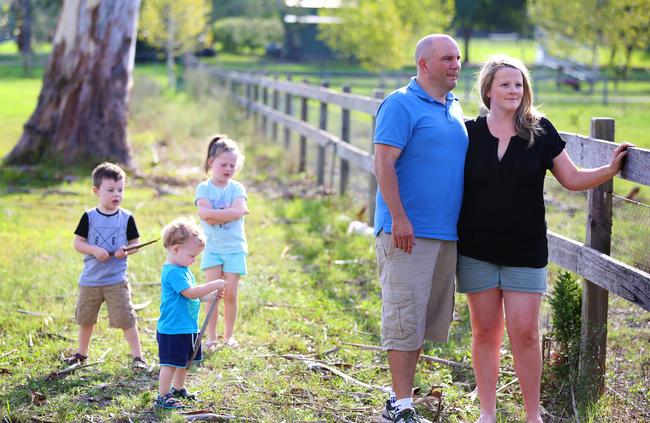 Parents Andrew and Jess Simpson wanted to raise their three children in Cobbitty but now face an uncertain future. Picture: Angelo Velardo