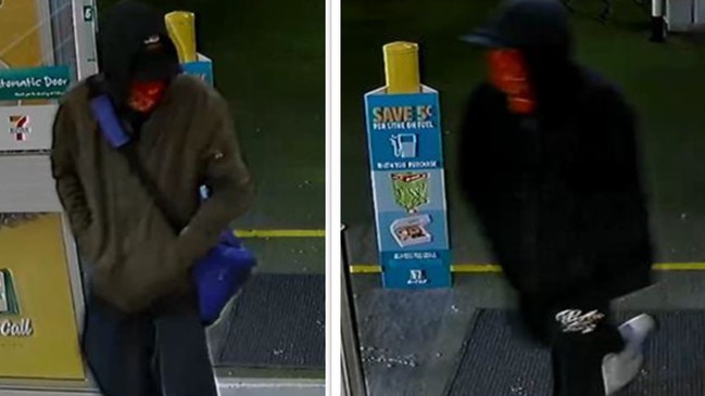 At 12.25am this morning two hooded men, one of them armed with a knife, robbed the 7-Eleven Sunnybank Hills service station at 82 Pinelands Rd, making off with about $240 cash. Picture: Supplied