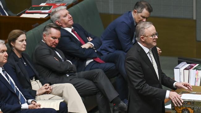 Anthony Albanese delivers his Closing the Gap speech in parliament on Tuesday. Picture: NCA NewsWire / Martin Ollman