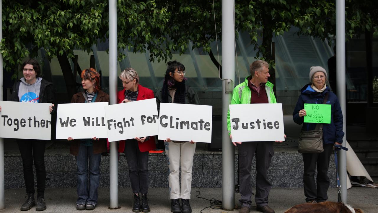 Protesters gathered at the front of the Federal Court Of Australia in November 2022 in Melbourne Picture: Getty Images