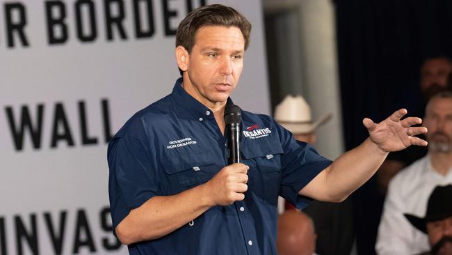 Ron DeSantis campaigns in the Texas border town of Eagle Pass. Picture: AFP