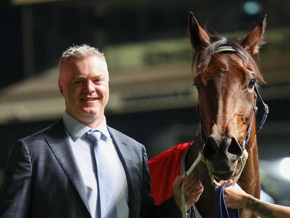 Simon Miller with Amelia's Jewel  after winning  the Stocks Stakes at Moonee Valley. Picture: George Sal-Racing Photos