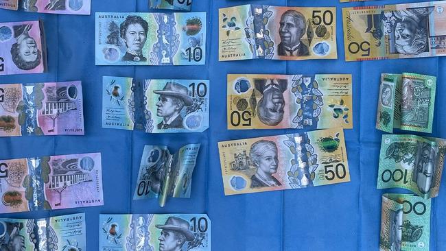 Police allege they seized more than $12,000 cash from Adams’ home. Picture: NSW Police.