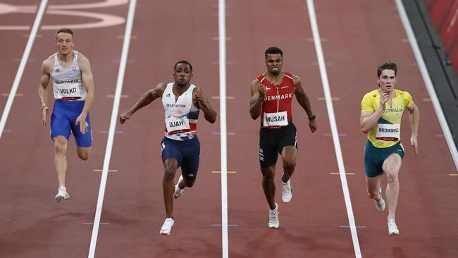 Browning, right, won his heat the Tokyo Olympics. Picture: Alex Coppel.