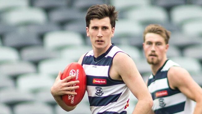 Charlie Constable pushed a strong case for a re-call in Geelong’s VFL loss to Essendon on Sunday. Pic: Arj Giese.