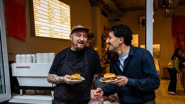 Jumbo co-owners Jimmy Garside (chef) and Saba Maghsoudi after a successful first week on Exchange Place. Picture: Tom Huntley