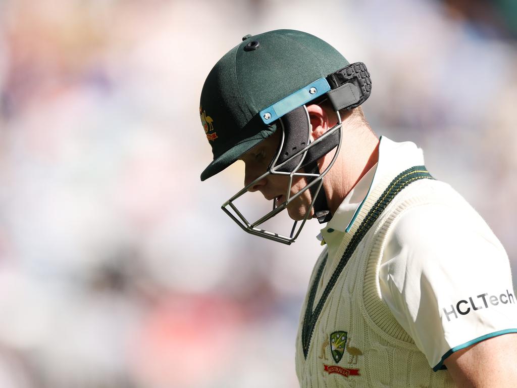 Steve Smith walks off after being dismissed for a golden duck. Picture: Getty Images