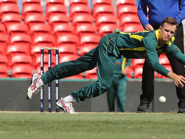 Cricket, Australia XI team playing England Lions in a one-day match at Metricon Stadium. Gold Coaster Matt Kuhnemann. Pic Mike Batterham