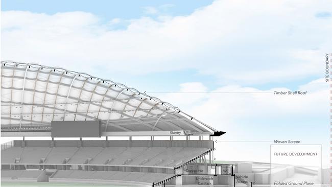Section through eastern stand.