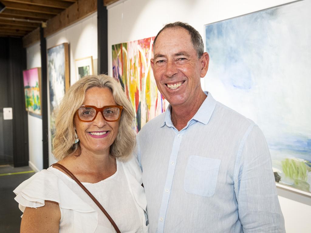 Carolyn and Ken Schmidt at The Toowoomba Gallery for the The Next Big Thing art prize and exhibition, Friday, March 1, 2024. Picture: Kevin Farmer