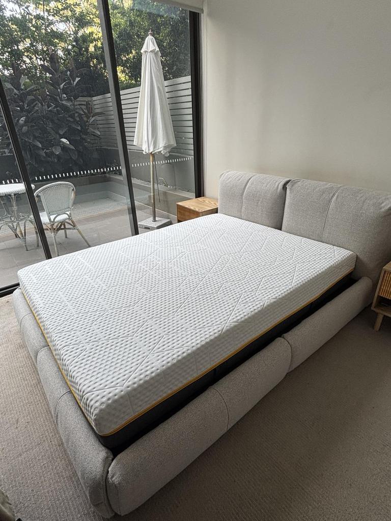 The Eva Delve Bed Frame’s solid construction means you barely feel any movement at all. Picture: news.com.au checkout/Melody Teh