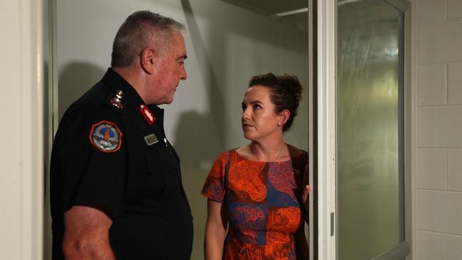 Chief Minister Lia Finocchiaro and NT Police Commissioner Michael Murphy touring the Peter McAulay Centre Berrimah watch house. Picture: Zizi Averill