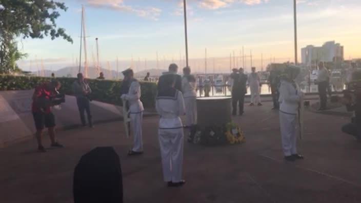 Wreath laying ceremony at Battle of the Coral Sea service