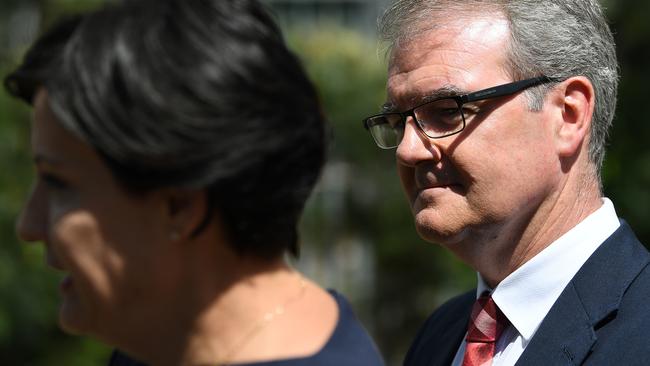 Shadow Minister for Transport Jodi McKay and NSW Labor leader Michael Daley announced the policy on Monday morning. Picture: AAP Image/Joel Carrett