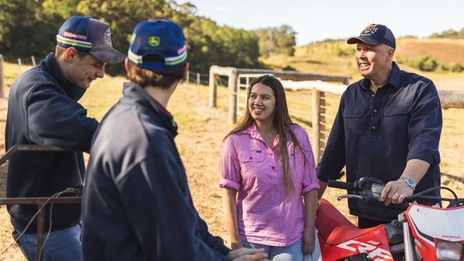 Peter Dutton with his children, from left, Harry, Tom and Rebecca.