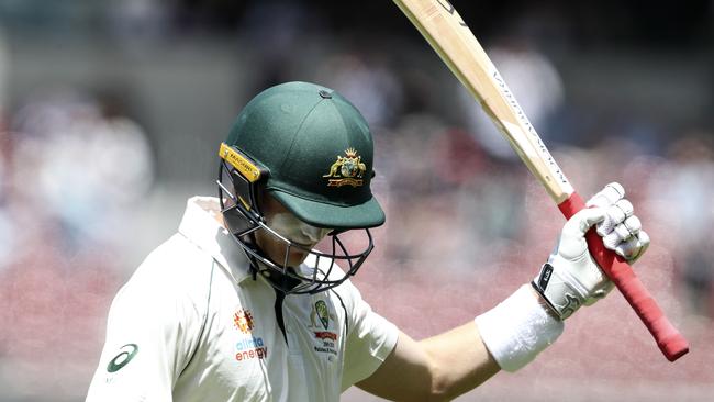 Labuschagne acknowledges the Adelaide Oval crowd after being dismissed for 162 on Saturday. Picture: Sarah Reed