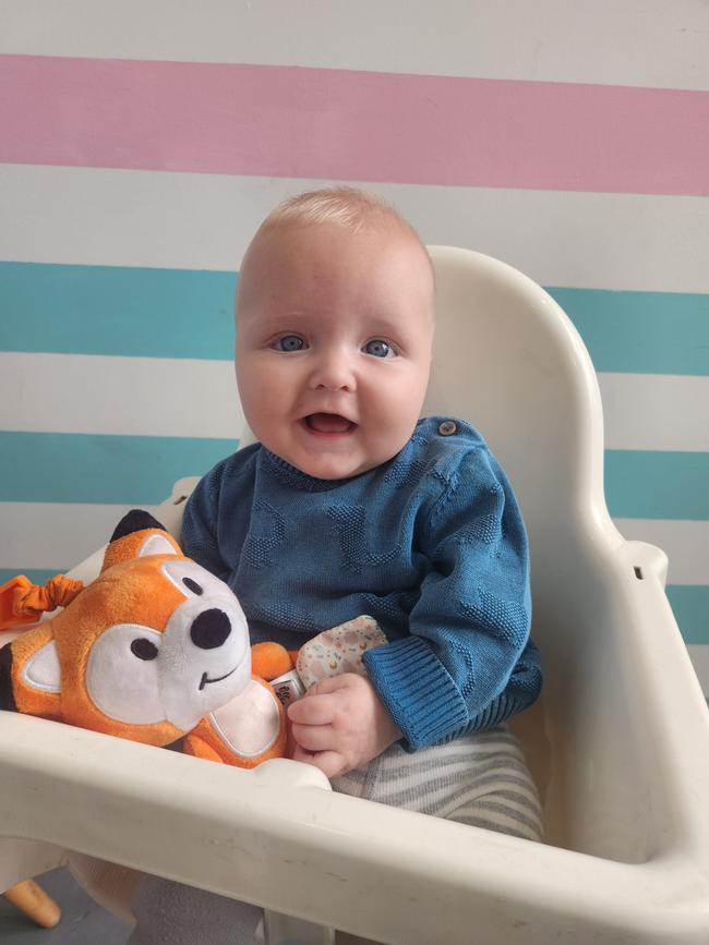Oscar Bown, five months old. If you’re having a bad day just look at Oscar and he will just smile and brighten your day.