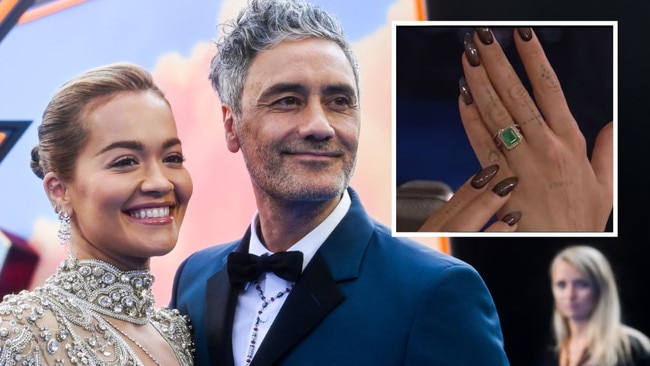 Rita Ora showed off her wedding bling for the first time. Pictures: Gareth Cattermole/Getty Images; The Tonight Show with Jimmy Fallon