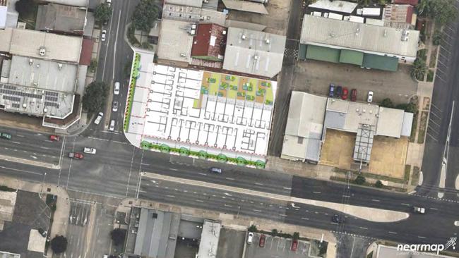 An aerial view of the proposed $15.5 million hotel on the corner of Baylis and Edward streets. Picture: Supplied