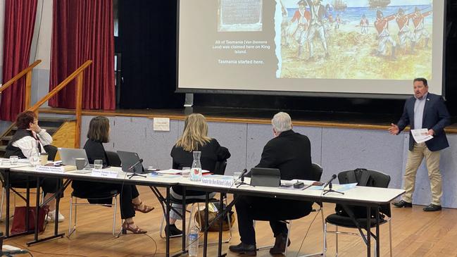 The first hearing for the Senate Select Committee on the Tasmanian Freight Equalisation Scheme at the King Island Council Chambers. Picture: Supplied.