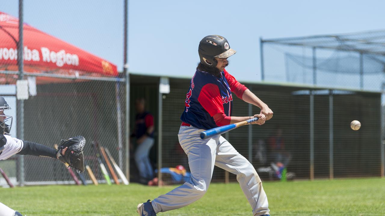 Cody Lutcherhand bats for Toowoomba Rangers against All Stars in GBL division five baseball at Commonwealth Oval, Sunday, November 1, 2020. Picture: Kevin Farmer