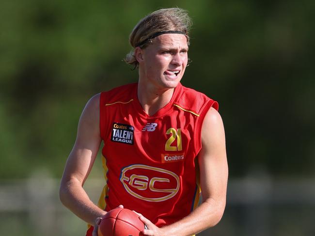 Jai Murray of the Gold Coast Suns U18 boys academy in action during the 2024 Coates Talent League Boys Round 06 match. Picture: Rob Lawson/AFL Photos.