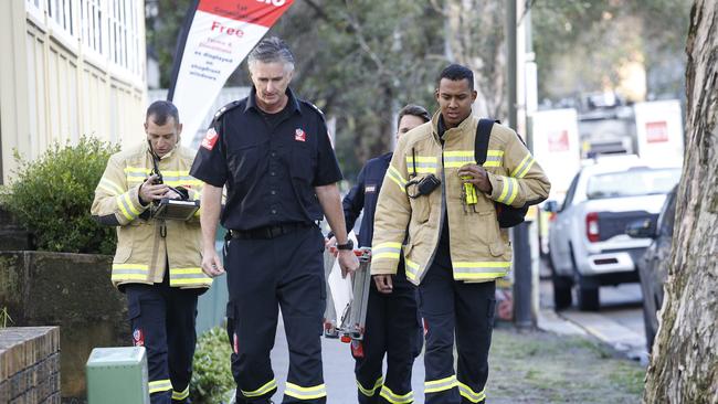 Fire crews are investigating the cause of the fire at the unit on Campbell St, Parramatta. Picture: John Appleyard