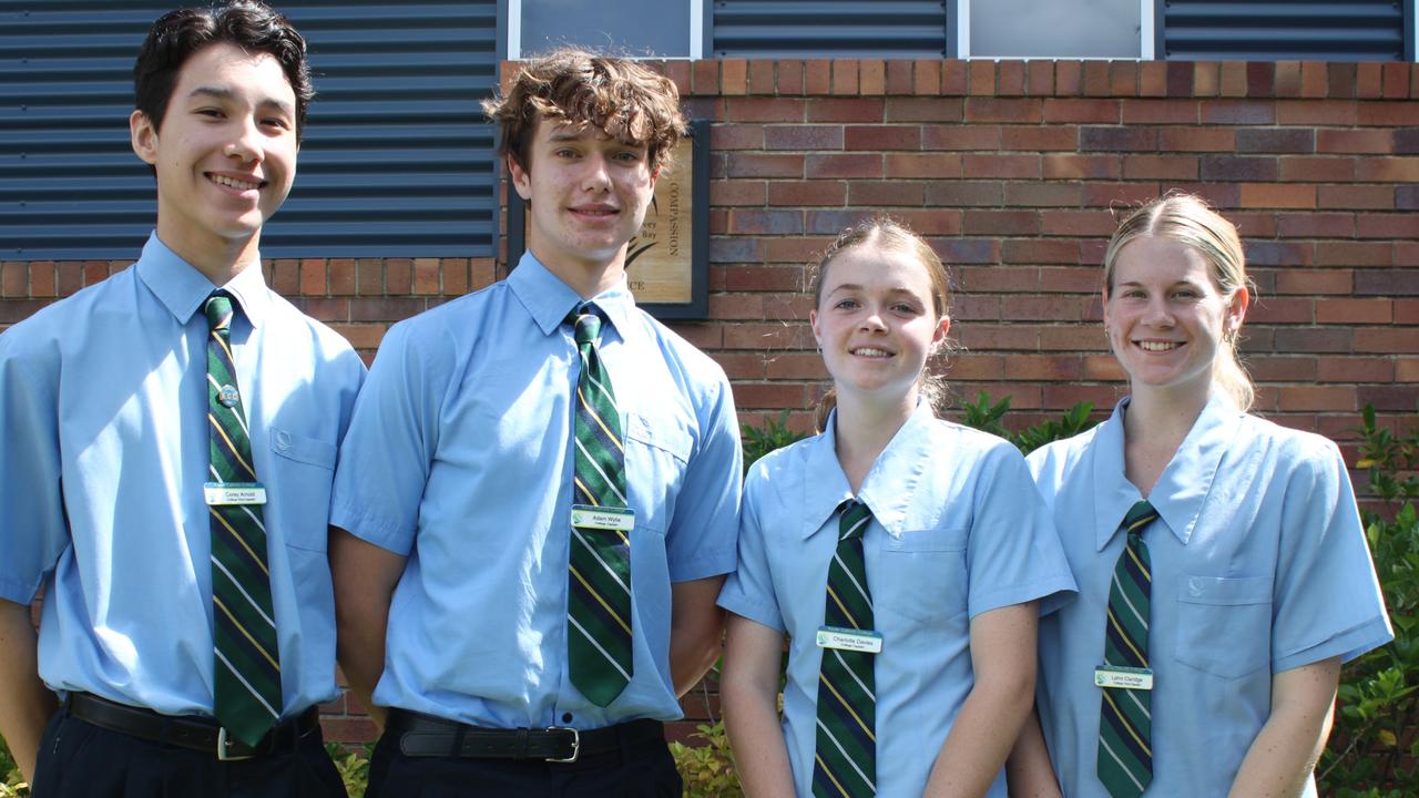 Xavier Catholic College captains (from left) Corey Arnold (Vice Captain), Adam Wylie (Captain), Charlotte Davies (Captain), and Lahni Claridge (Vice Captain)