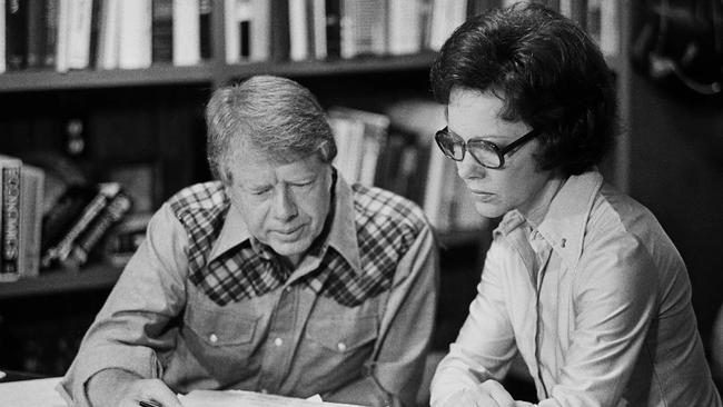 Jimmy Carter heavily relied on his wife’s input, often forwarding memos with an accompanying scribble, “Ros. What think?”. The couple during the 1976 presidential campaign. Picture: Graphic House/Archive Photos, via Getty Images